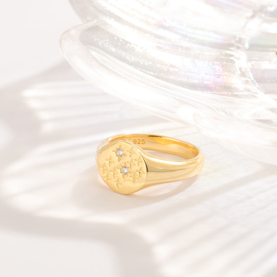 Star Signet Ring Zircon