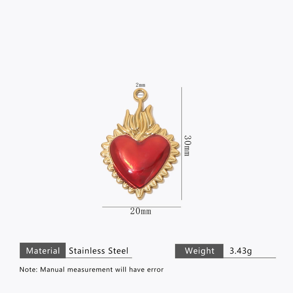 Retro Gold Heart Pendant Steel 18K Gold Plated Multi Style