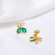 Created Emerald Gemstone Flower Earring