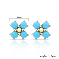 Synthetic Turquoise Gemstone Flower Stud Earrings