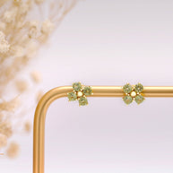 Peridot Gemstone Flower Stud Earrings