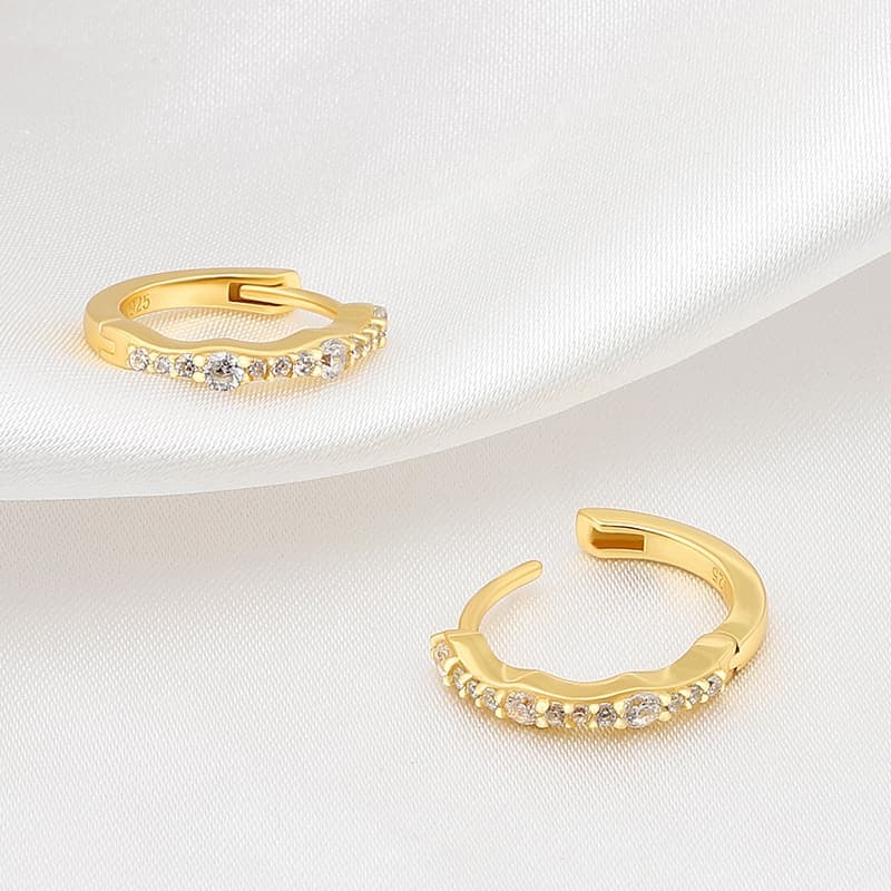White CZ Hoop Earrings