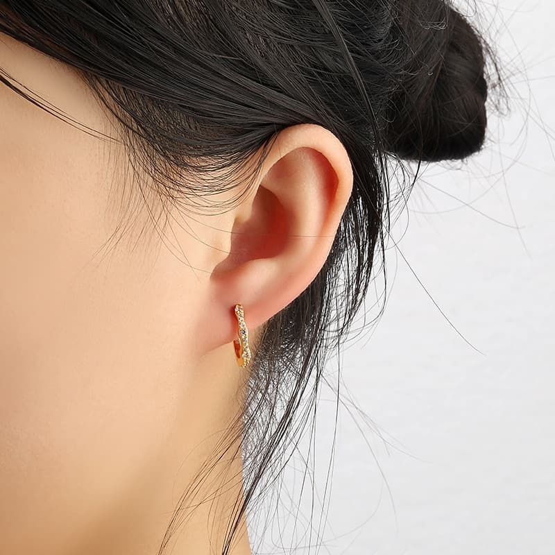 White CZ Hoop Earrings