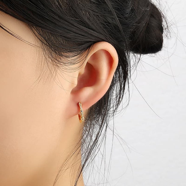 White CZ Hoop Earrings