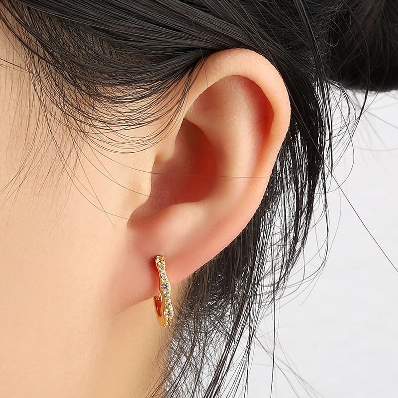 White CZ Hoop Earrings