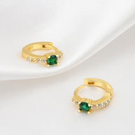 Green CZ Hoop Earrings