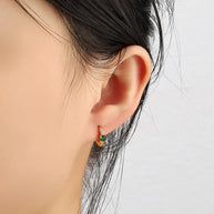 Green CZ Hoop Earrings