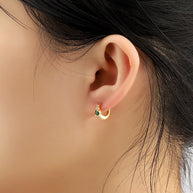 Green CZ Hoop Earrings