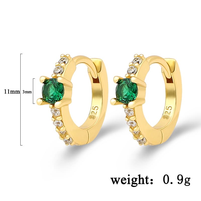 Green CZ Hoop Earrings