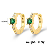 Green CZ Hoop Earrings