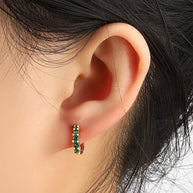Green CZ Dainty Hoop Earrings