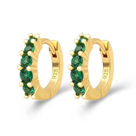 Green CZ Dainty Hoop Earrings