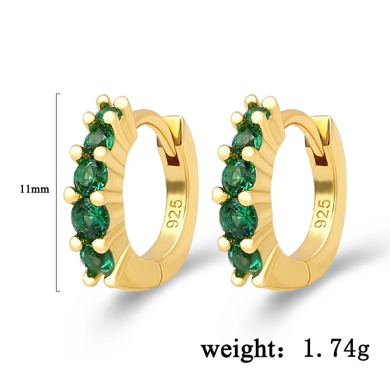 Green CZ Dainty Hoop Earrings