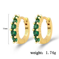 Green CZ Dainty Hoop Earrings