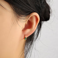 Pear Green CZ Hoop Earrings