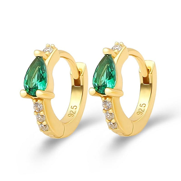 Pear Green CZ Hoop Earrings