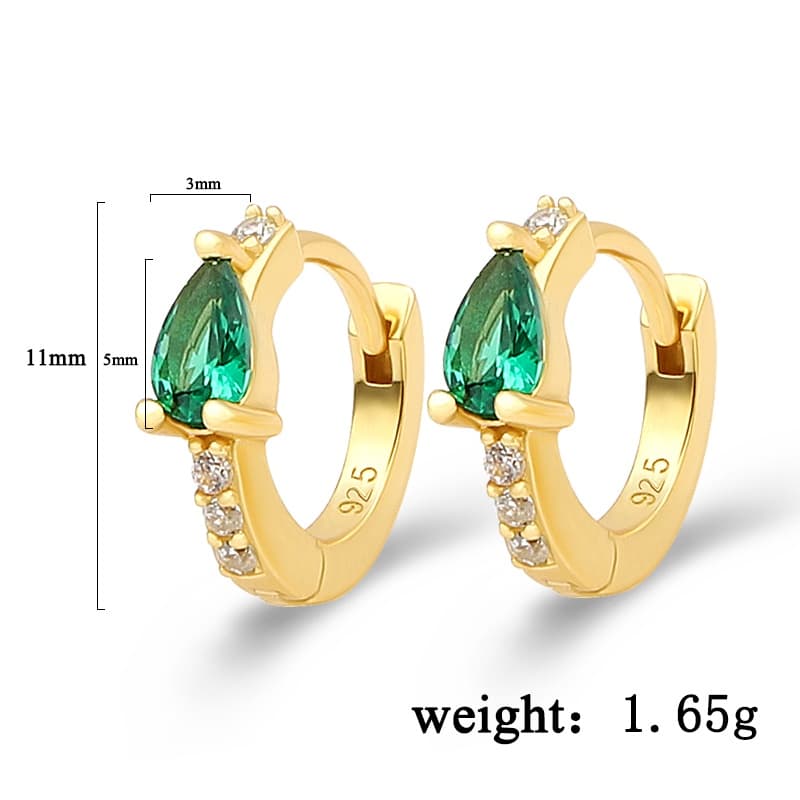 Pear Green CZ Hoop Earrings