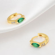 Marquise Green CZ Hoop Earrings