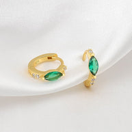 Marquise Green CZ Hoop Earrings