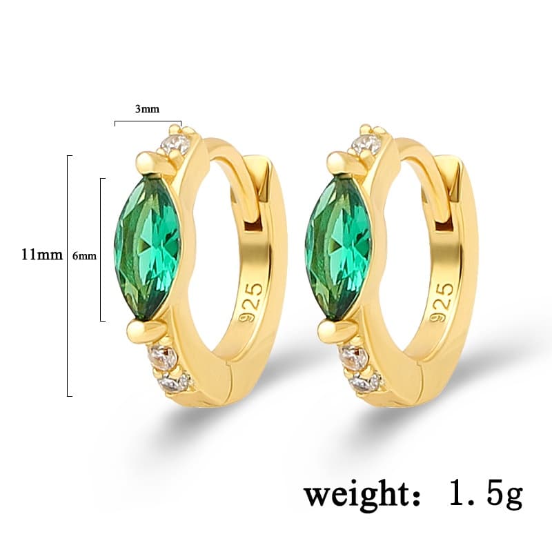 Marquise Green CZ Hoop Earrings