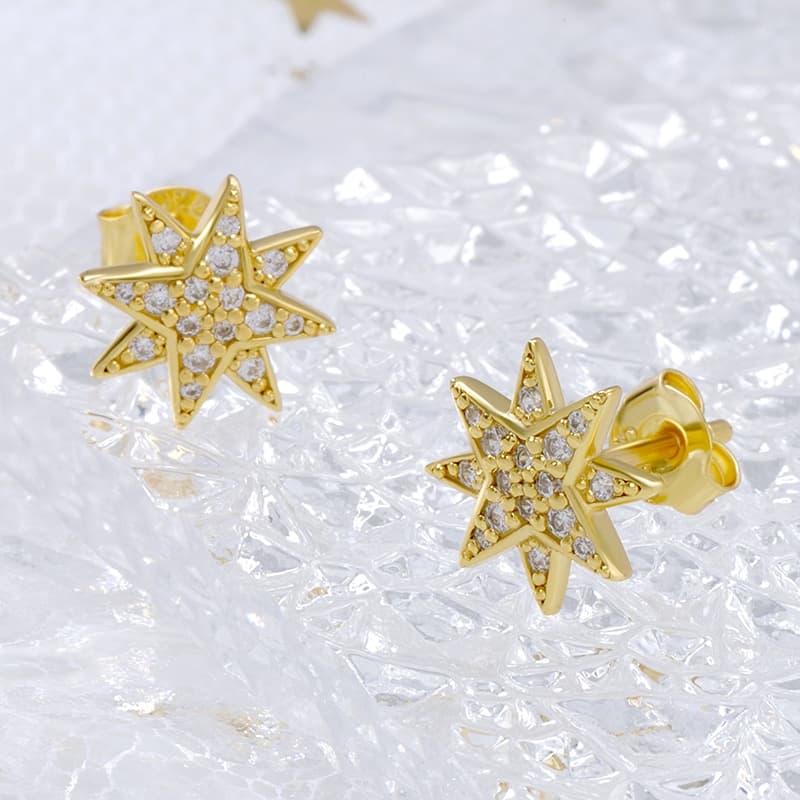 Eight-pointed Star Stud Earring