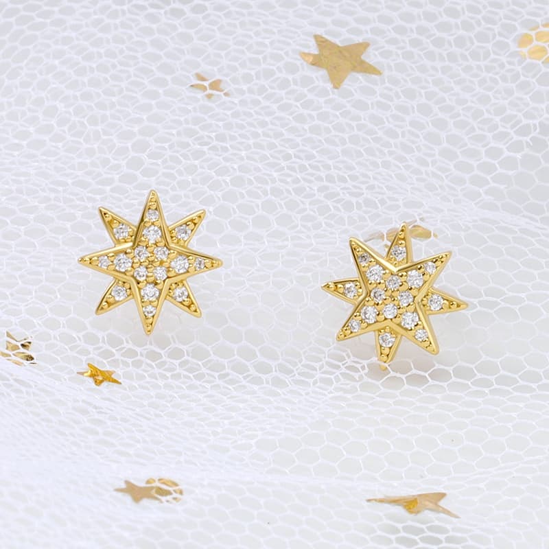 Eight-pointed Star Stud Earring