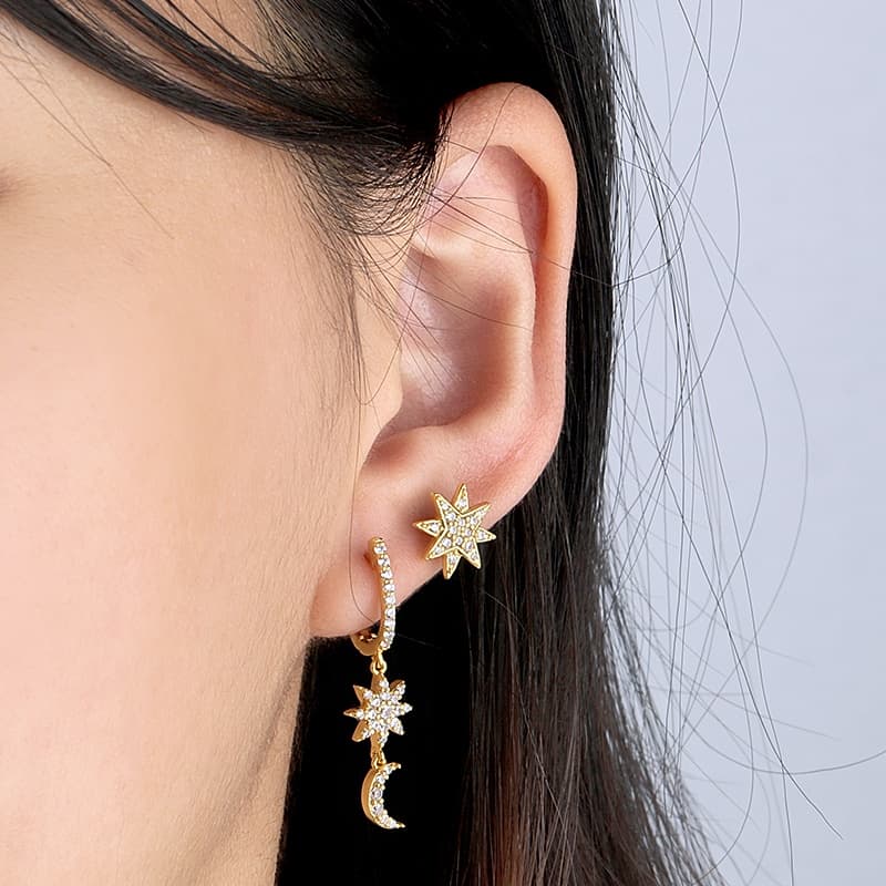 Eight-pointed Star Stud Earring
