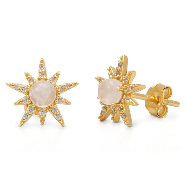 Moonstone Eight-pointed Star Stud Earring