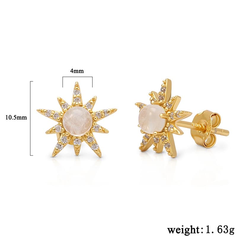 Moonstone Eight-pointed Star Stud Earring