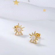 Moonstone Eight-pointed Star Stud Earring