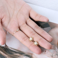 Moonstone Eight-pointed Star Stud Earring