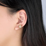 Moonstone Eight-pointed Star Stud Earring
