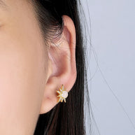 Moonstone Eight-pointed Star Stud Earring