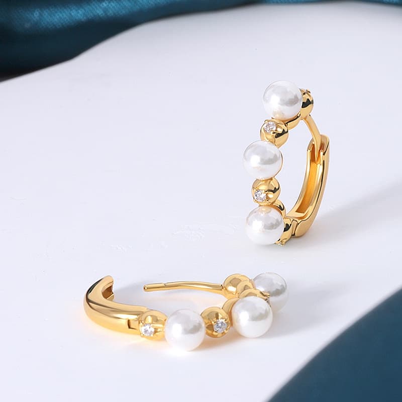 Pearl Hoop Earring Sterling Silver