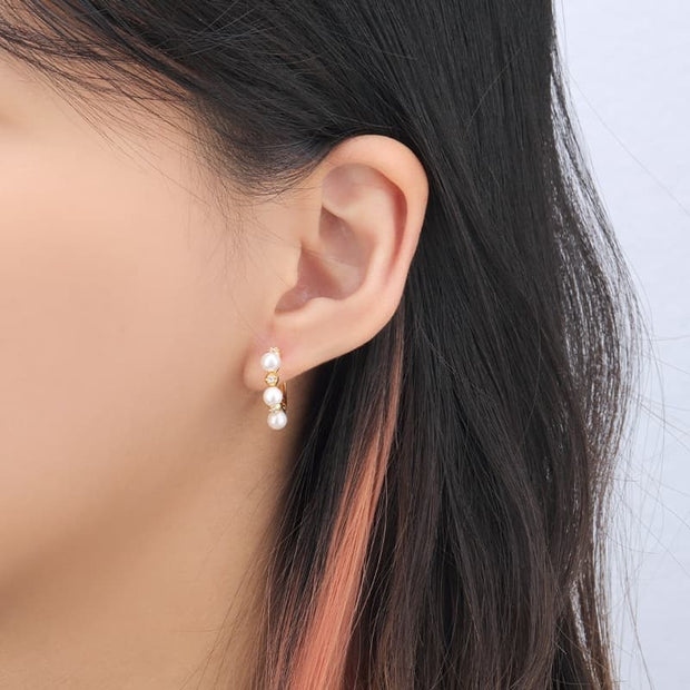 Pearl Hoop Earring Sterling Silver