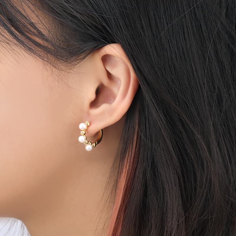 Pearl Hoop Earring Sterling Silver