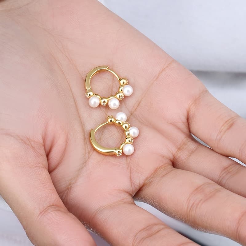 Pearl Hoop Earring Sterling Silver