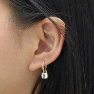Cushion Cut Stone Hoop Earrings