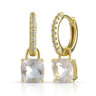 Cushion Cut Stone Hoop Earrings