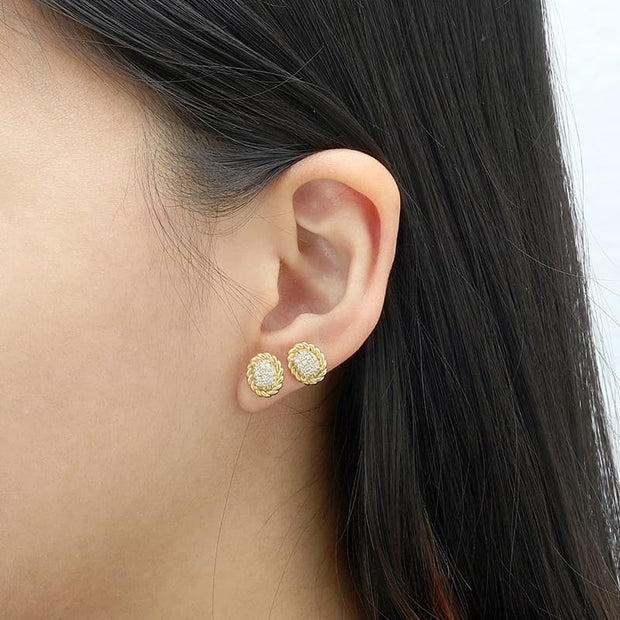 Retro Geometrical Sters Flower Round Earring