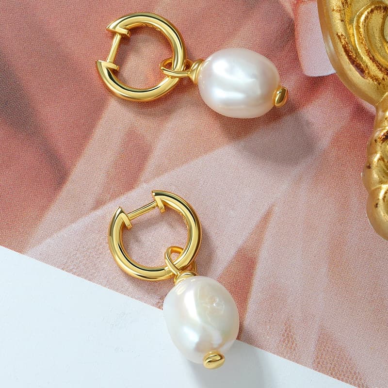 Baroque Pearl Hoop Earrings