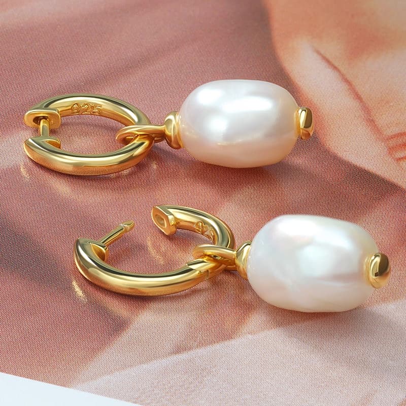 Baroque Pearl Hoop Earrings