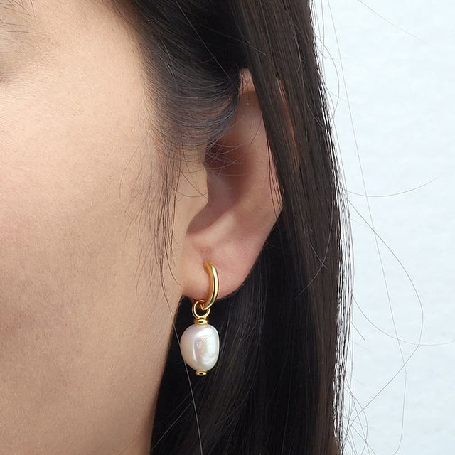 Baroque Pearl Hoop Earrings