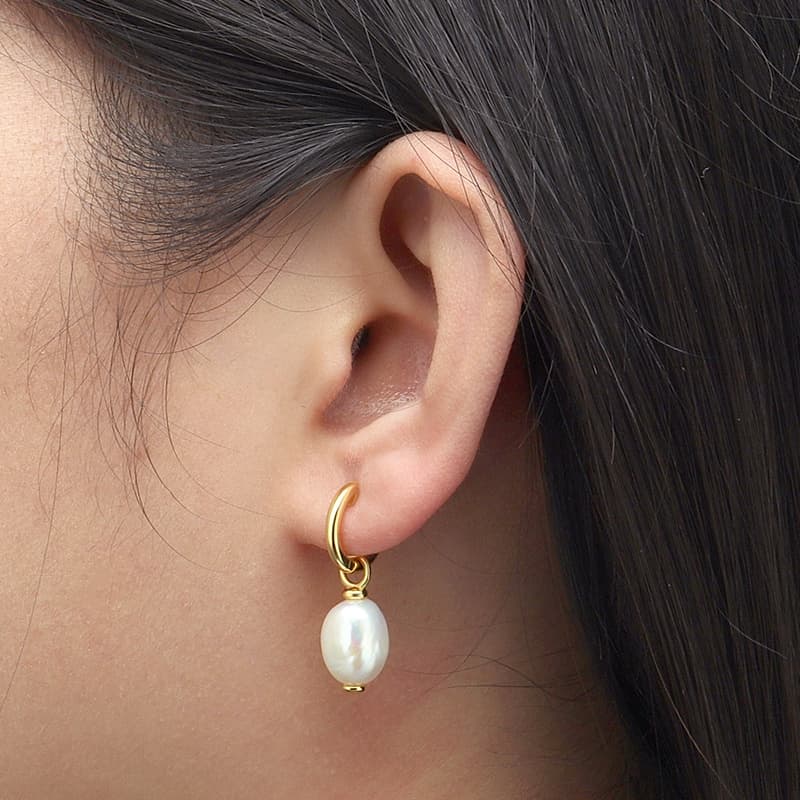 Baroque Pearl Hoop Earrings