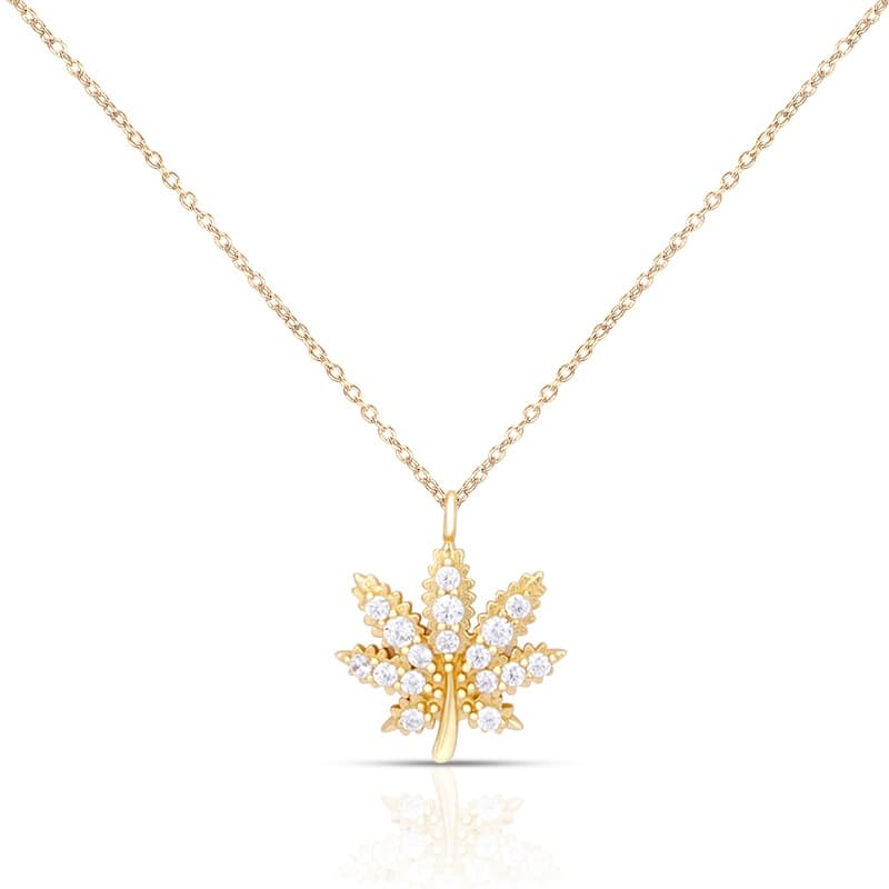 White Cannabis Necklace