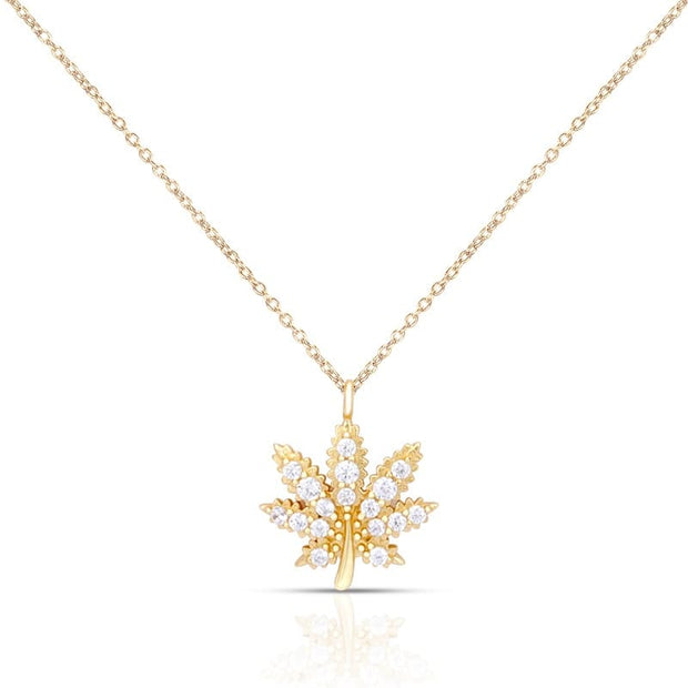 White Cannabis Necklace