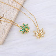 White Cannabis Necklace