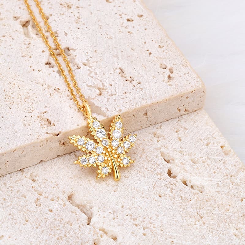 White Cannabis Necklace