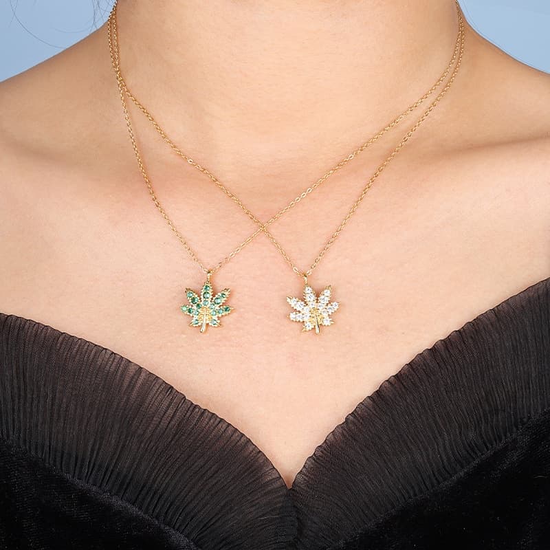 White Cannabis Necklace