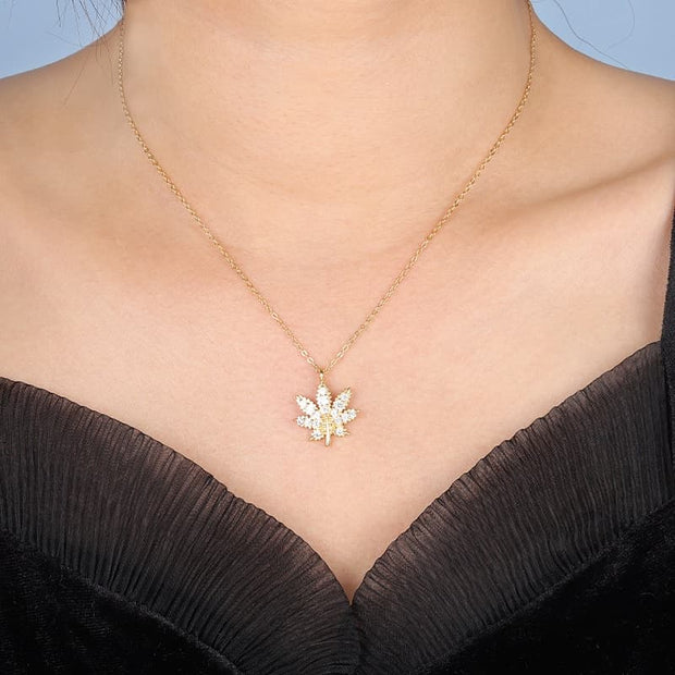 White Cannabis Necklace